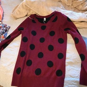 Maroon black polka dot sweater